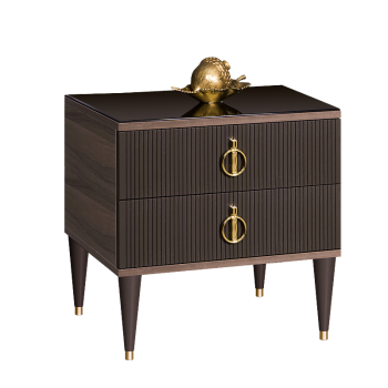Тумба прикроватная 2 ящика Римини СОЛО (Орех империя/Золото) РМТП-2(s)
