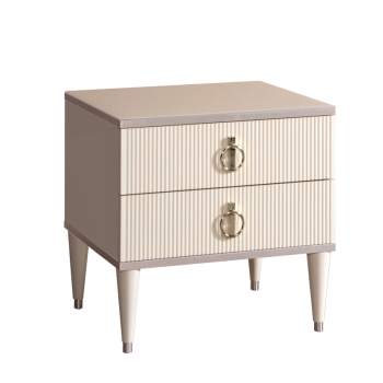 Тумба прикроватная 2 ящика Римини СОЛО (Слоновая кость/Серебро) РМТП-2(s)