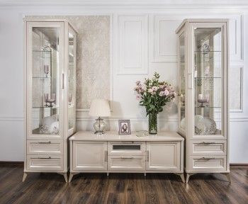 Гостиная Нонна 1+тв+1 бежевый глянец