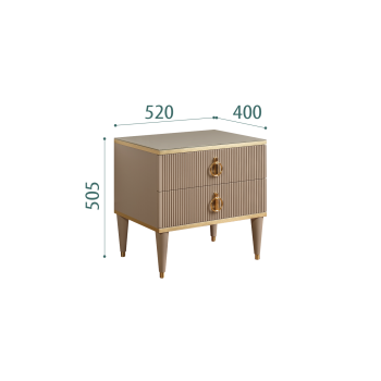 Тумба прикроватная 2 ящика Римини СОЛО (Мокка/Золото) РМТП-2(s)