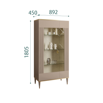 Витрина 2-ств. Римини СОЛО (Мокка/Золото) (Левая) РМВ2-2С(s)