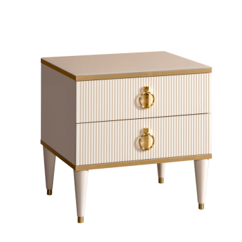 Тумба прикроватная 2 ящика Римини СОЛО (Слоновая кость/Золото) РМТП-2(s)
