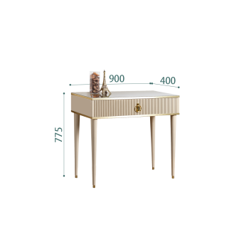 Стол туалетный узкий Римини СОЛО (Ваниль/Золото) РМСТ-1(s)[9]