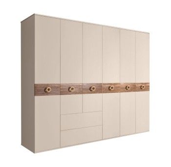 Шкаф 6-ти дверный с ящиками, Bogemia Wood Fi (Ваниль/Золото) БМШ2/61(Wo)