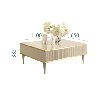 Журнальный столик с ящиком Римини СОЛО (Ваниль/Золото) РМСТ-2(s)