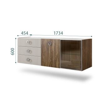 Комод 1.6м Bogemia Woodline Fly Wood Fi (Шелк) (Novabuk/Хром) БМКМ-4[5][10]