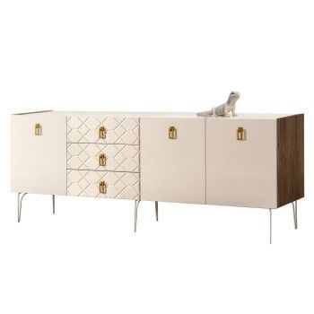 Комод 2.1м Bogemia Woodline Fa (Слоновая кость) (Lakobel/Золото) БМКМ-5