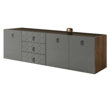 Комод 2.1м Bogemia Woodline Fly Fa (Серый) (Lakobel/Хром) БМКМ-5