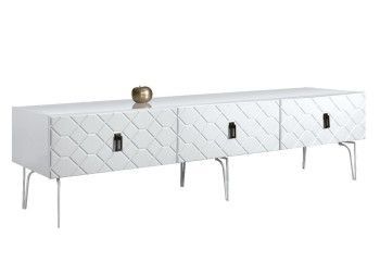 Тумба под телевизор 2.1м Bogemia Farfalle (Белый) (Lakobel/Черный) БМТ-2(Fa)