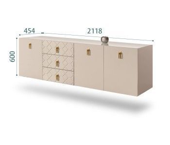 Комод 2.1м Bogemia Fly Farfalle (Ваниль) (Lakobel/Золото) БМКМ-5