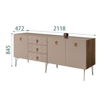 Комод 2.1м Bogemia Woodline Fa (Мокка) (Lakobel/Золото) БМКМ-5