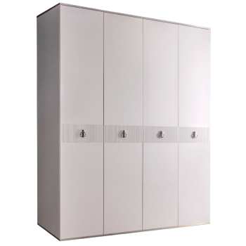 Шкаф 4-х дверный Римини СОЛО (Белый/Серебро) РМШ2/4(s)