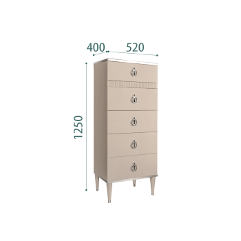 Комод узкий с планкой Римини СОЛО (Ваниль/Серебро) РМКМ-2(s)