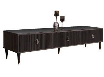 Тумба под телевизор 3 ящика Римини СОЛО (Орех империя/Серебро) РМТ-4(s)[10]