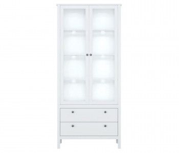 Шкаф-витрина Ева (Хельга) REG2W2S с подсветкой белый