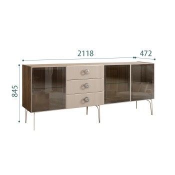 Комод 2.1м Bogemia Woodline Fi (Ваниль) (Novabuk/Хром) БМКМ-5[5]