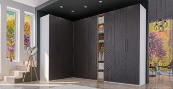Гардероб угловой Отис П5 с фасадом МДФ (графит)