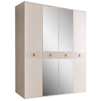 Шкаф 4-х дверный с зеркалом Римини СОЛО (Бежевый/Золото) РМШ1/4(s)