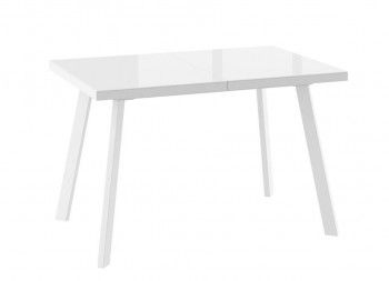 Стол БОРГ-120(160)х80 раздвижной со стеклом, Белый/Белый