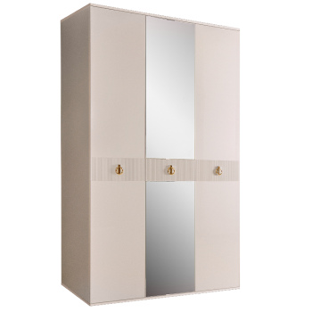 Шкаф 3-х дверный с зеркалом Римини СОЛО (Бежевый/Золото) РМШ1/3(s)
