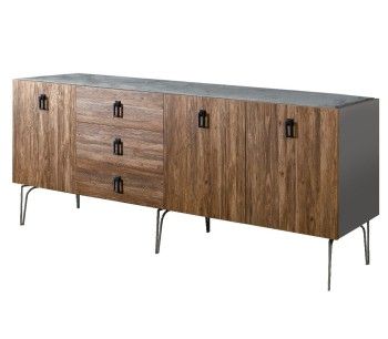 Комод 2.1м Bogemia Wood Fa (Серый) (Novabuk/Черный) БМКМ-5(Wo)