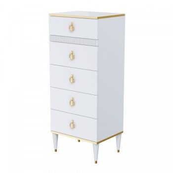 Комод узкий с планкой Римини СОЛО (Белый/Золото) РМКМ-2(s)
