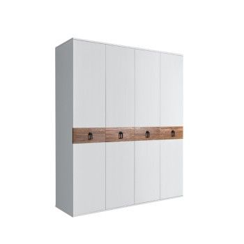 Шкаф 4-х дв. Bogemia Wood Fa (Белый/Черный) БМШ2/4(Wo)