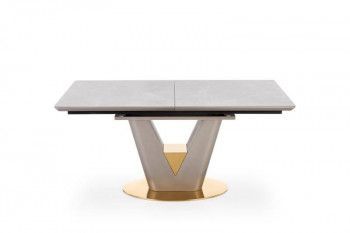 Стол обеденный Halmar VALENTINO 160 раскладной (светло-серый/золотой)