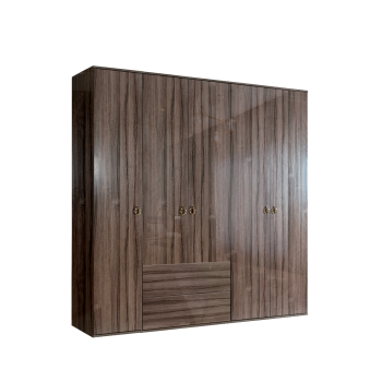 Шкаф 5-ти дверный с ящиками Римини (Орех империя/Золото) РМШ2/51