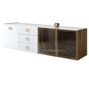 Комод 2.1м Bogemia Woodline Fly Fi (Белый) (Lakobel/Золото) БМКМ-5[5][10]