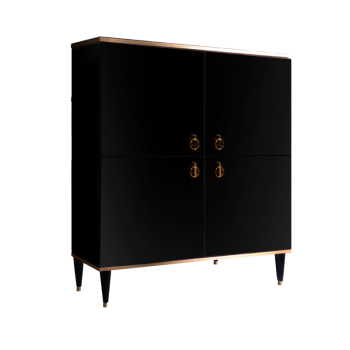 Пенал 4 двери Римини (Черный/Золото) РМП-3