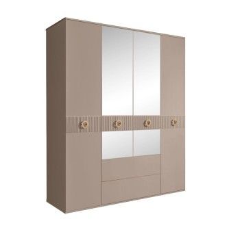 Шкаф 4-х дверный с зеркалами, с ящиками, Bogemia Fillini (Мокка/Золото) БМШ1/41(Fi)