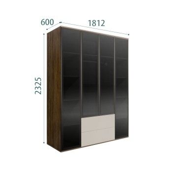 Шкаф 4-х дв. с ящиками Bogemia Woodline Air (Шелк/Черный) БМШ2/42(4)