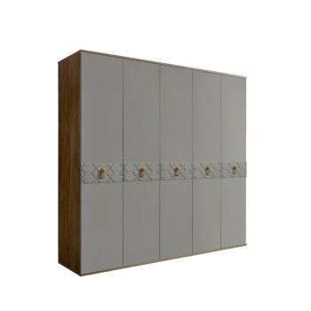 Шкаф 5-ти дв. Bogemia Woodline Fa (Серый/Золото) БМШ2/5(Fa)