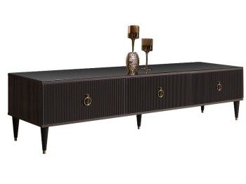 Тумба под телевизор 3 ящика Римини СОЛО (Орех империя/Золото) РМТ-4(s)[10]