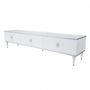 Тумба под телевизор 3 ящика Римини (Белый/Серебро) РМТ-4