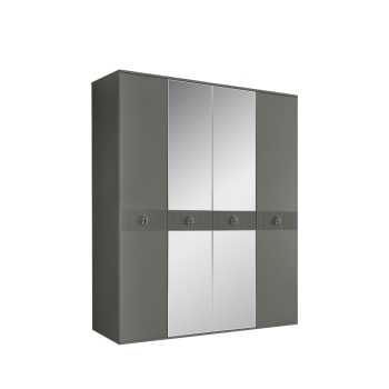 Шкаф 4-х дверный с зеркалом, с ящиками Римини СОЛО (Серый/Серебро) РМШ1/41(s)