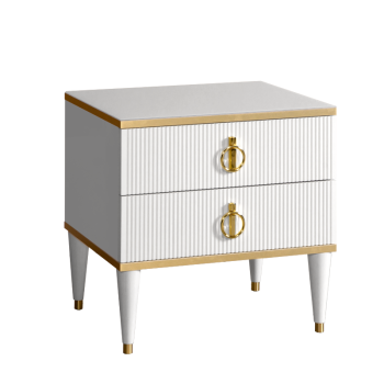 Тумба прикроватная 2 ящика Римини СОЛО (Белый/Золото) РМТП-2(s)