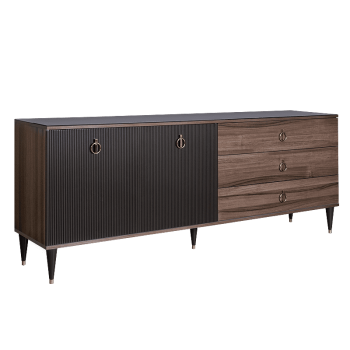 Комод для гостиной 2.1м Римини СОЛО (Орех империя/Золото) РМКМ-5(s)