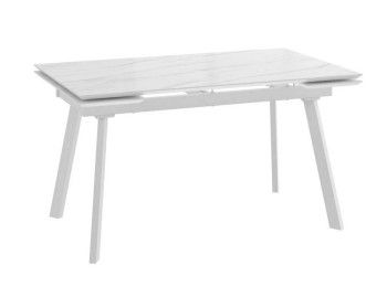 Стол раздвижной Astrid (F)-140 (140+30+30x85/Мрамор светлый -Compact cer/Белый)