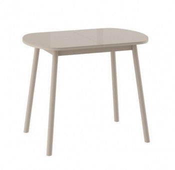 Стол РАУНД раздвижной со стеклом 94(124)х64, Капучино/Капучино