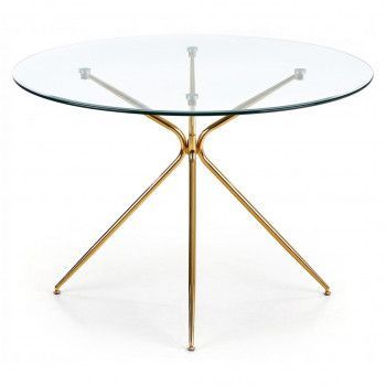 Стол обеденный Halmar RONDO (прозрачный/золотой)
