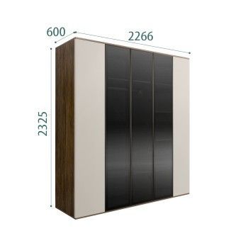 Шкаф 5-ти дв. Bogemia Woodline Air (Шелк/Черный) БМШ2/5(3)