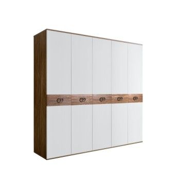 Шкаф 5-ти дв. Bogemia Woodline Wood Fi (Белый/Хром) БМШ2/5(Wo)