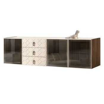 Комод 2.1м Bogemia Woodline Fly Fa (Слоновая кость) (Lakobel/Хром) БМКМ-5[5]