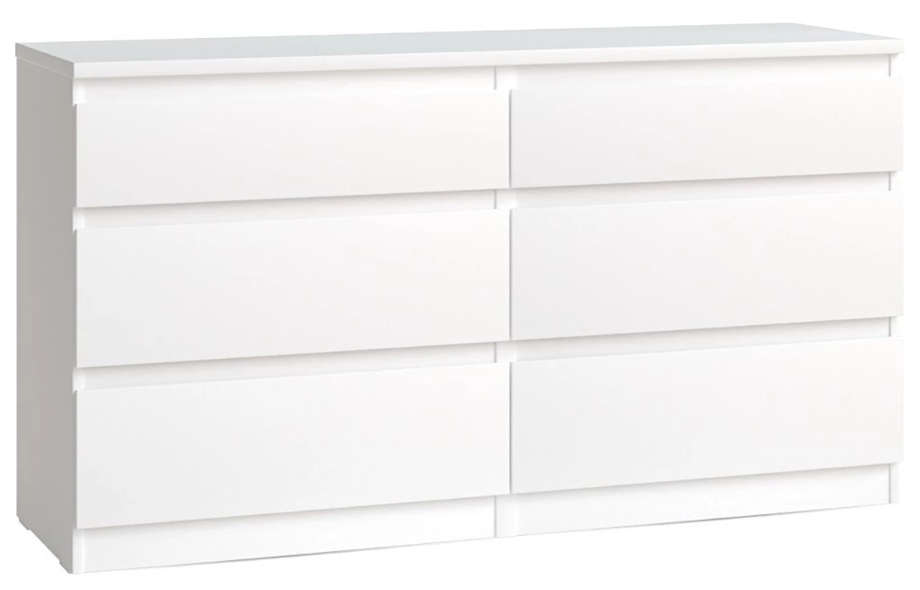Комод Кастор, 6 ящиков, 129х40х71 см, белый