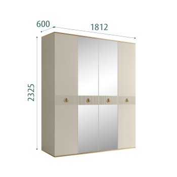 Шкаф 4-х дверный с зеркалом Римини СОЛО (Ваниль/Золото) РМШ1/4(s)