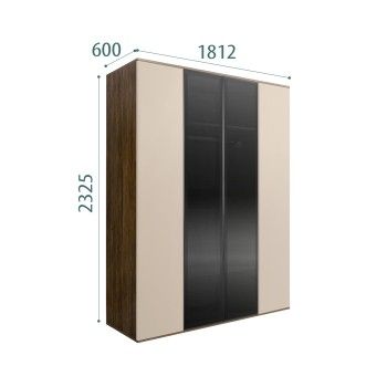 Шкаф 4-х дв. с ящиками Bogemia Woodline Air (Ваниль/Черный) БМШ2/42(2)