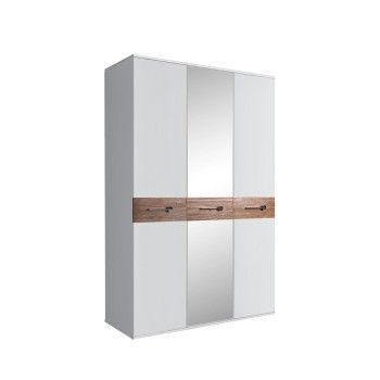 Шкаф 3-х дверный с зеркалом Bogemia Wood Wo (Белый/Хром) БМШ1/3(Wo)