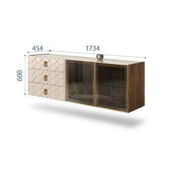 Комод 1.6м Bogemia Woodline Fly Fa (Ваниль) (Lakobel/Золото) БМКМ-4[5]